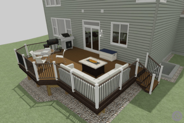 3D conceptual rendering of composite deck with furniture custom built
