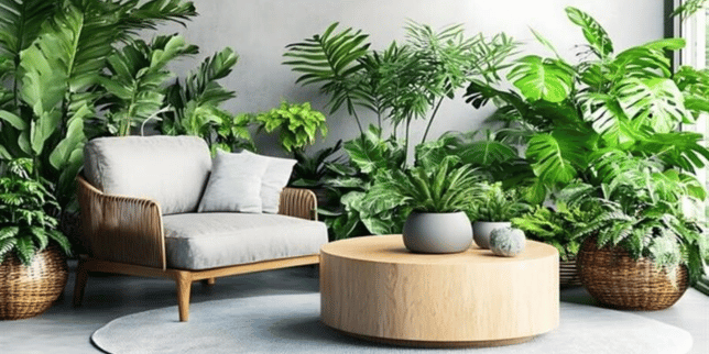 indoor greenery ideas to spruce up your michigan home living room with potted plants and sofa custom built okemos