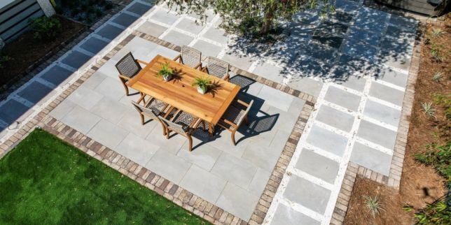 concrete and brick paver patio in Greater Lansing Michigan