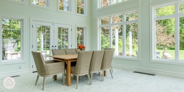 completed home addition with dining set in Greater Lansing Michigan built by Custom Built Design and Remodeling