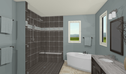 3D rendering of remodeled bathroom