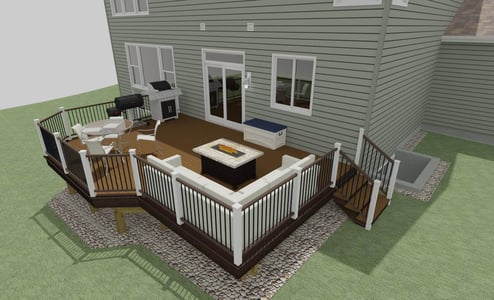 3D rendering of outdoor deck space