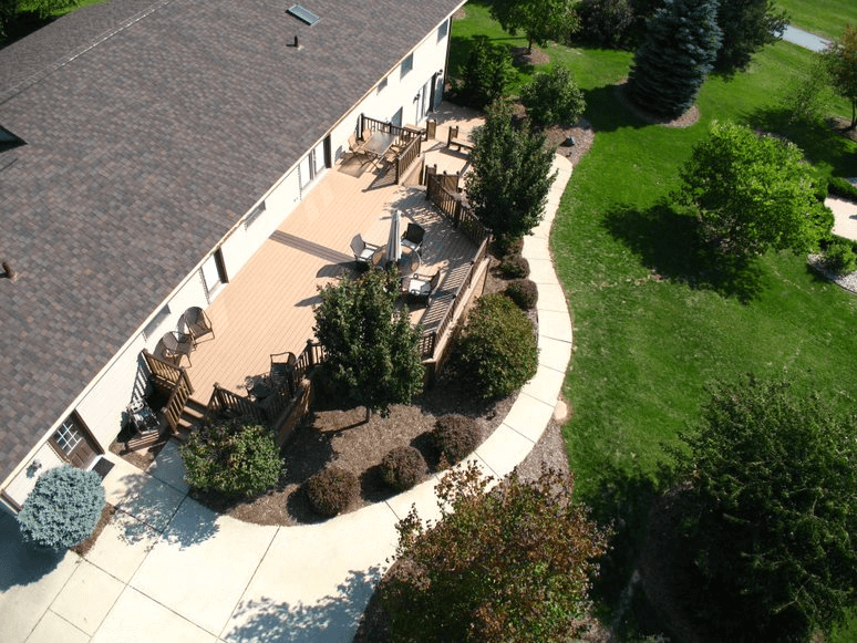 Trees surrounding an outdoor deck