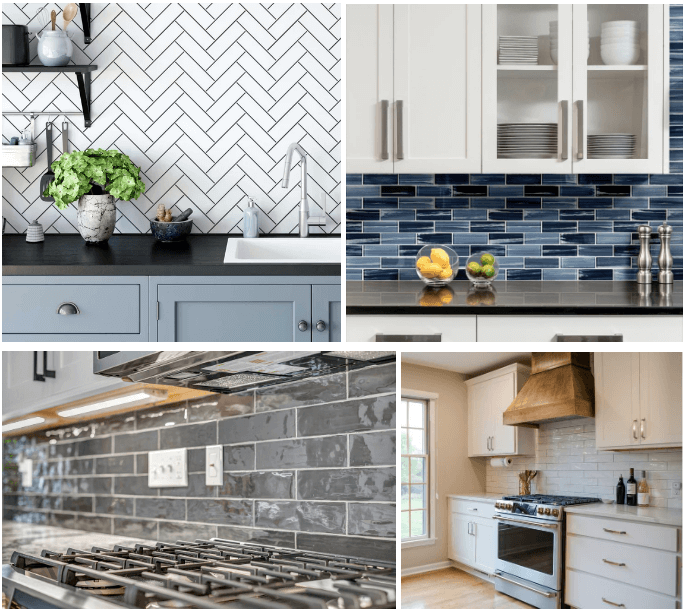 Collage of subway tile kitchen backsplash designs