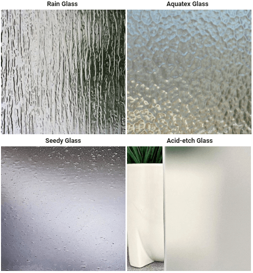 Textured glass options for cabinet inserts