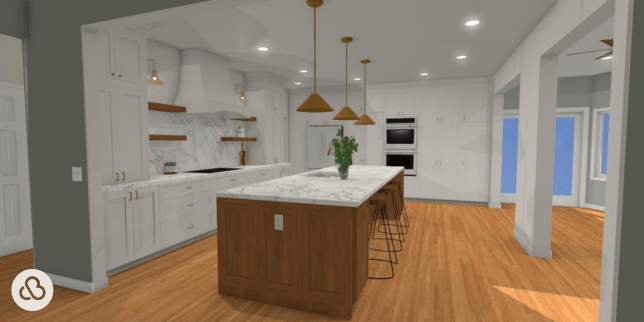 remodeling your home with custom builts virtual design services 3d rendering of kitchen remodel michigan