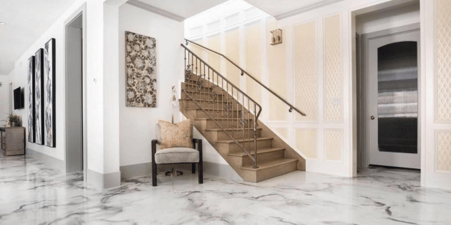 the pros and cons of epoxy flooring in your home remodel grand entryway and staircase custom built michigan