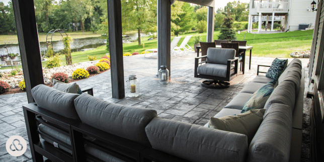 michigan under deck outdoor living space ideas patio area with furniture and dining table custom built okemos