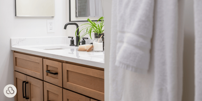 how to select the perfect countertops for your bathroom remodel quartz countertop with dura supreme cabinetry custom built michigan
