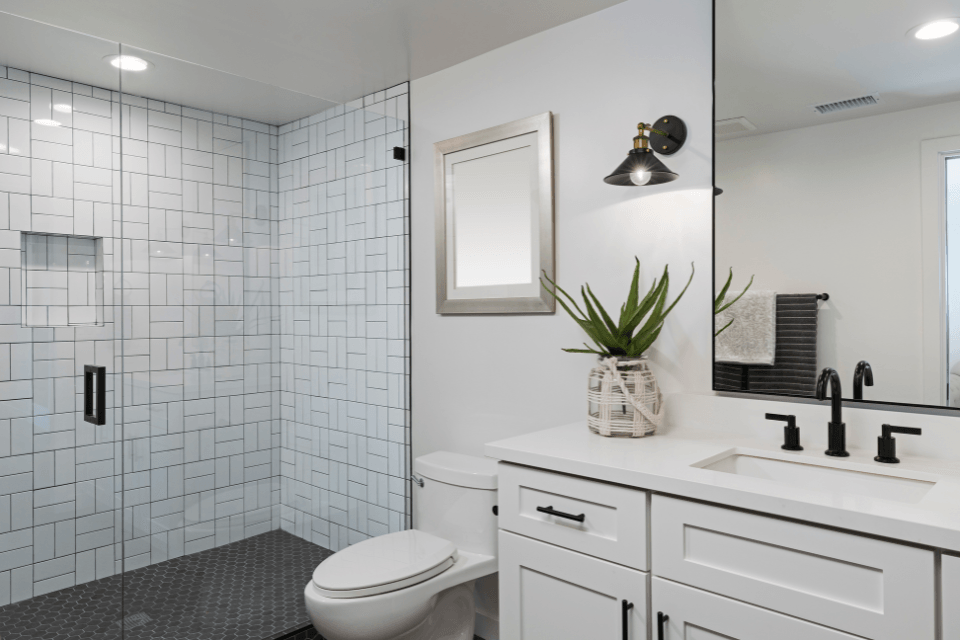 top shower tile trends for 2025 bathroom with vanity and countertop custom built michigan