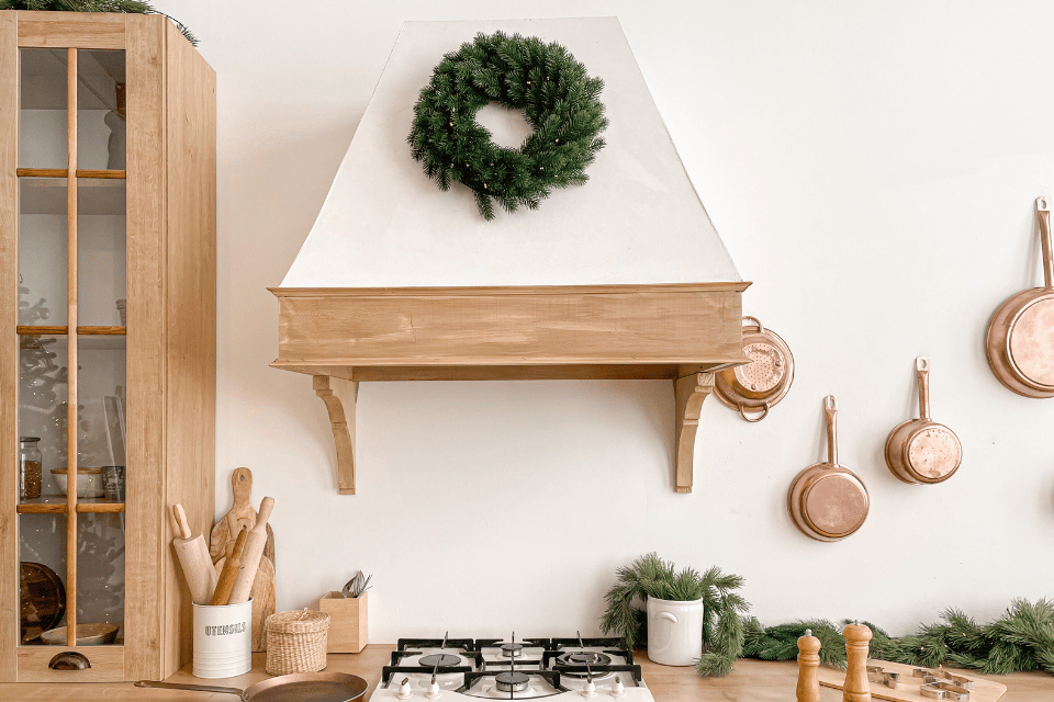 holiday kitchen remodel ideas get your space ready for festive gatherings range hood with wreath custom built michigan