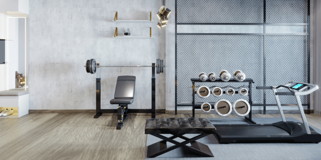 home gym ideas for your remodel finished space with dumbbells and barbell custom built michigan