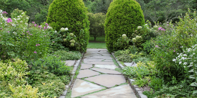 top pathway and walkway ideas for your michigan outdoor living space concrete paver slabs in backyard custom built okemos