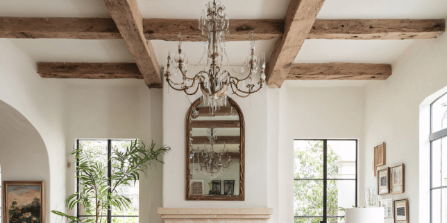 statement ceiling ideas adding personality to any room wood beams with chandelier custom built michigan