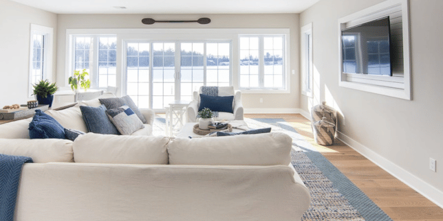 basement remodeling project with lake view in Northern Michigan