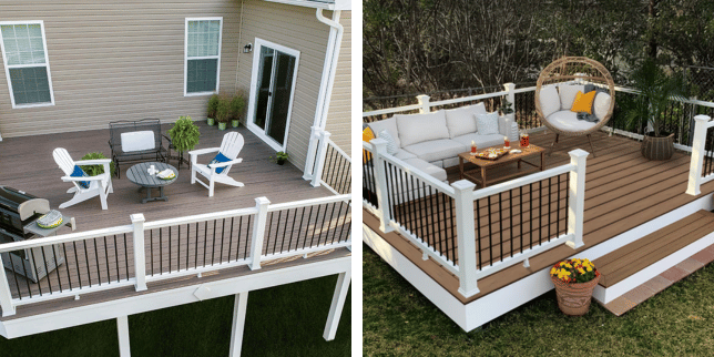attached decks vs floating decks building the right outdoor living space raised deck with composite railing custom built michigan