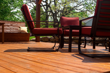 hardwood deck build in Greater Lansing with outdoor furniture