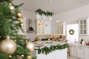 holiday safety upgrades for your home remodel christmas garland and ornaments in luxury kitchen custom built michigan