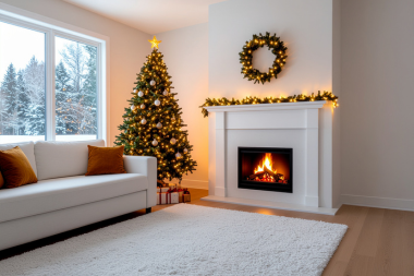 holiday safety upgrades for your home remodel christmas garland and wreath above fireplace custom built michigan