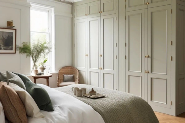 how to design a primary suite addition that feels like a retreat bedroom with large wood closets custom built michigan