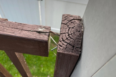 signs that your deck footings arent installed correctly loose decking railing with exposed nails custom built michigan