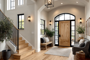 interior design ideas to revitalize your home this spring large entryway with potted plants and sconces custom built michigan