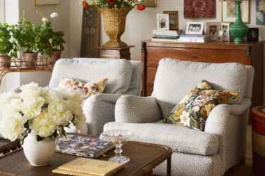 interior design ideas to revitalize your home this spring living room with armchairs and patterned pillows custom built michigan