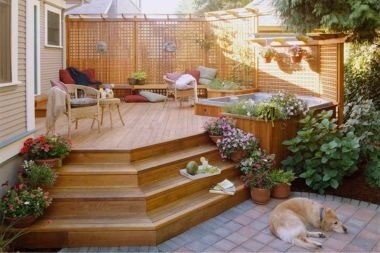Greater Lansing deck project with hot tub and privacy screens