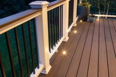 trex recessed deck lights on composite decking project in Greater Lansing Michigan