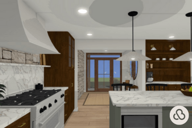 3d rendering of luxury kitchen remodeling project by Custom Built Design and Remodeling