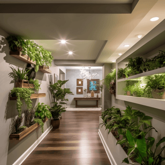 biophilic design in basement finish with plants custom built michigan