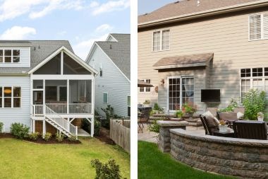 Greater Lansing deck with stairs and patio with outdoor furniture and stone wall