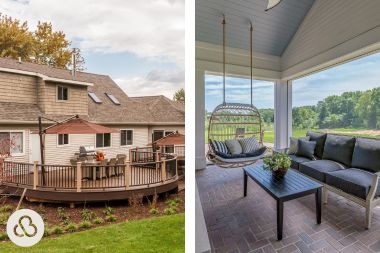 composite decking project built by Custom Built Design and Remodeling in Greater Lansing and patio space with swing
