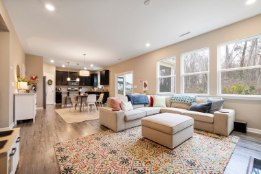 Greater Lansing open concept remodeling project with kitchen and living room