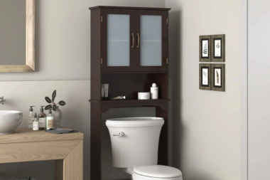 top storage ideas for your bathroom remodel over toilet storage cabinet next to wood vanity custom built michigan