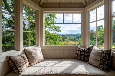 best window styles for enhancing natural light sitting nook with pillows and bay windows custom built michigan