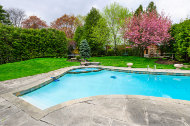 concrete pool decks an honest review backyard outdoor living space with foliage custom built michigan