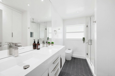 Northern Michigan bathroom remodeling project with moisture resistant flooring