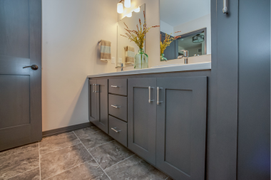 Northern Michigan bathroom remodeling project with heated floor tiles