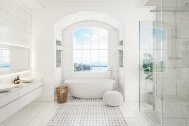Northern Michigan bathroom remodel with tile flooring
