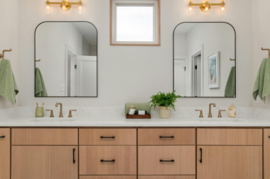 Northern Michigan bathroom remodeling project with double vanity