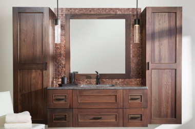 Northern Michigan bathroom remodeling project with built in vanity cabinets