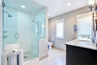 Northern Michigan bathroom remodeling project with walk in shower
