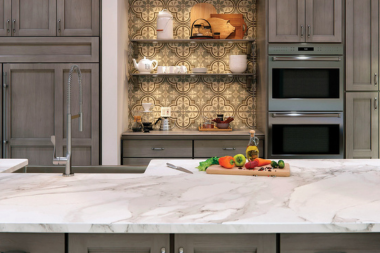 elegant porcelain countertop in Northern Michigan kitchen remodeling project