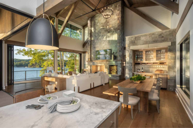 large living space next to Northern Michigan luxury kitchen remodel