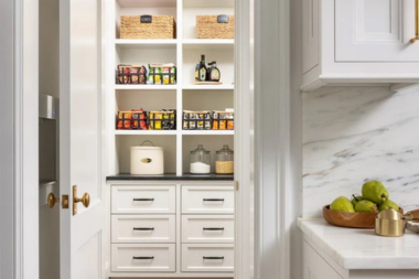 kitchen remodel in Greater Lansing with hidden pantry storage