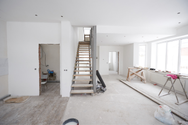 Greater Lansing home remodeling project with construction materials