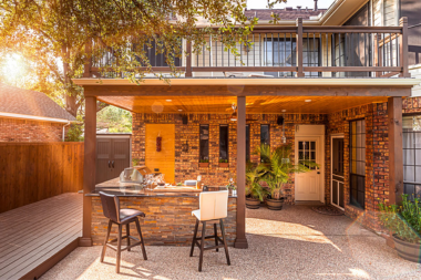 michigan under deck outdoor living space ideas bar area with barstools and decking custom built okemos