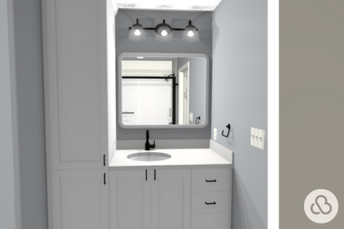 tips for designing a functional guest bathroom 3d rendering of remodel with sink vanity and track lighting custom built michigan