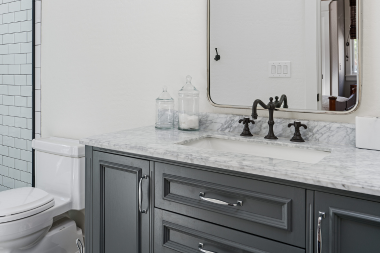 tips for designing a functional guest bathroom quartz countertop on large sink vanity custom built michigan